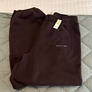 NWT aerie Black "OFFLINE" Cloud Fleece Joggers XXS Brown